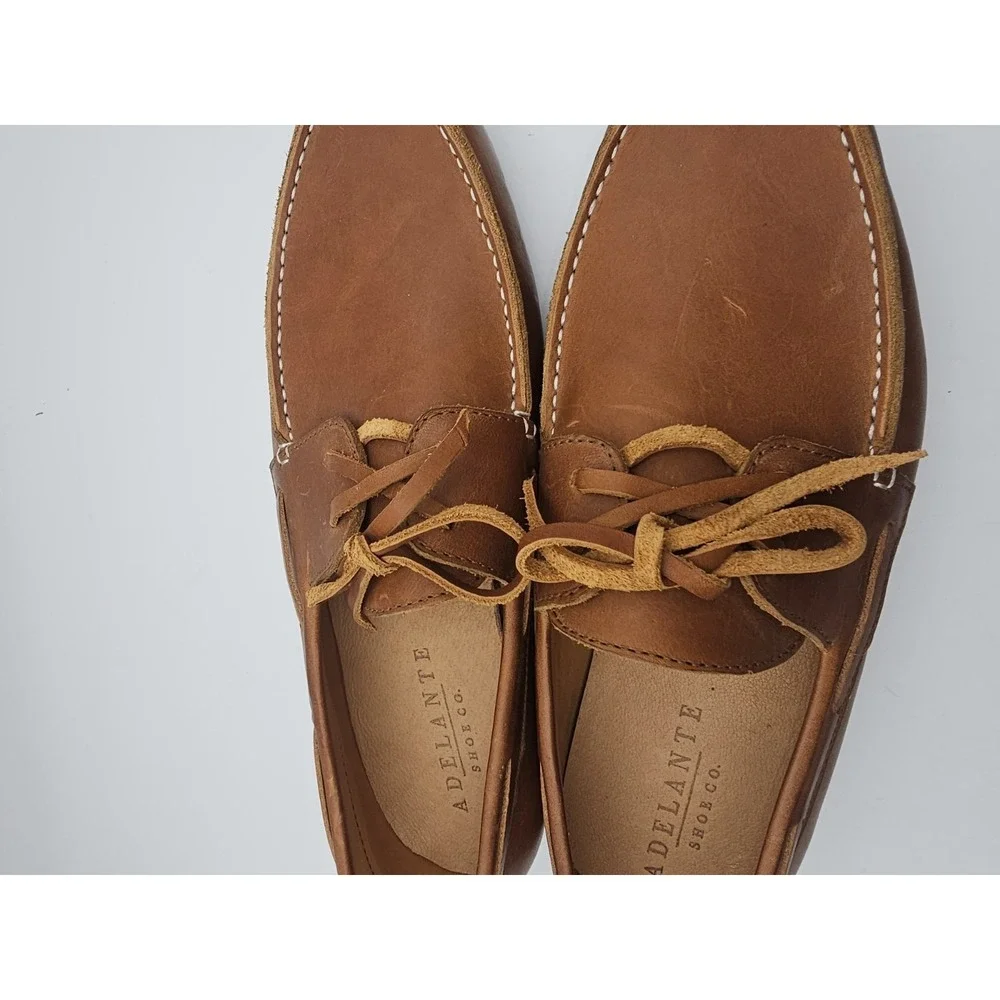 Adelante Shoe Co. Men's The Náutico Leather Boat Shoes Caramel 8 D